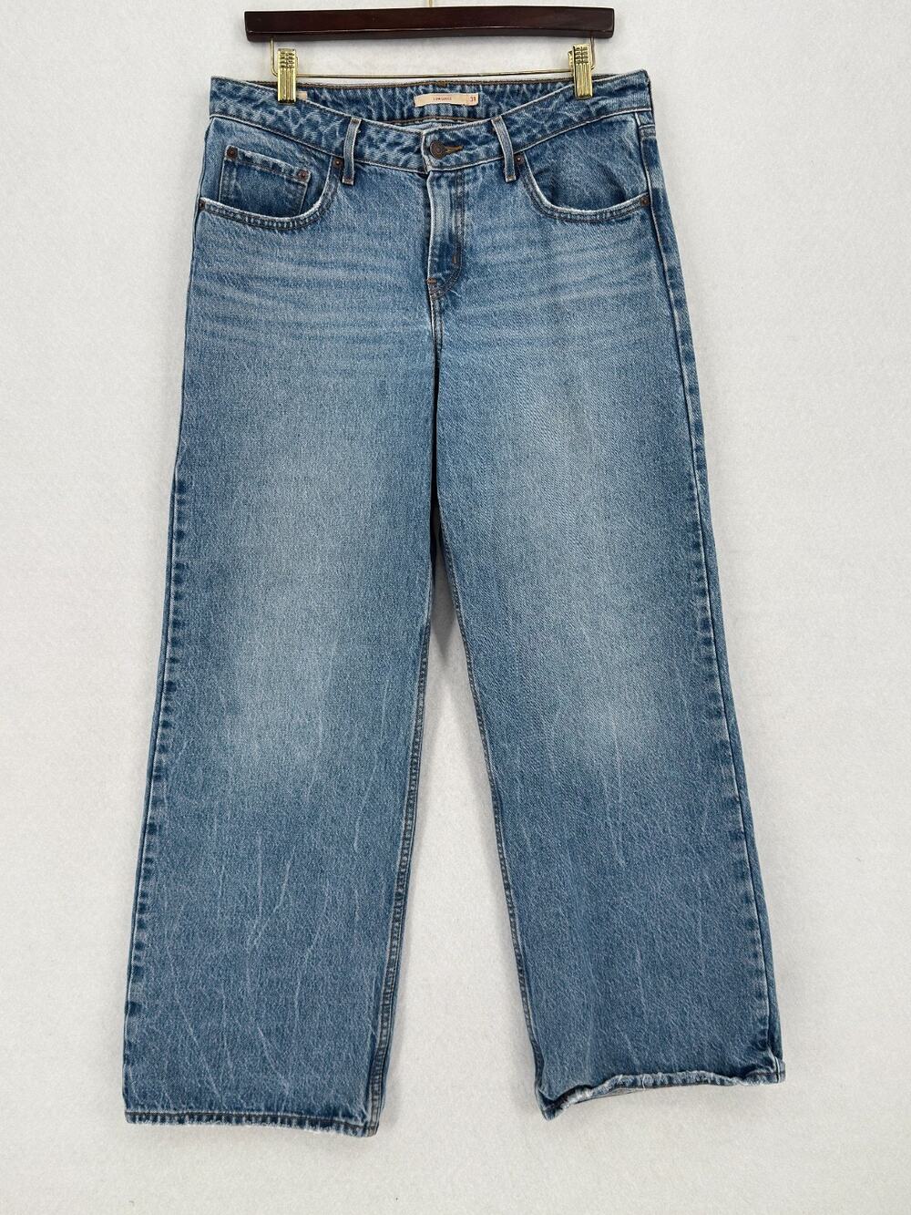 Levi's Premium Faded Medium Blue Low Loose Wide Leg Denim Jeans Sz 31